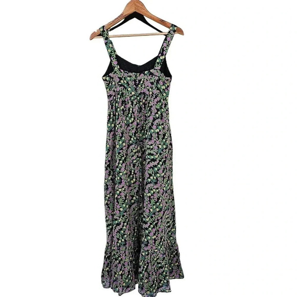Banjanan Ruffle-Hem Tank Midi Sundress Boundless Floral Black Size XS - Picture 2 of 5
